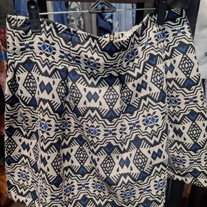 Rebellion Black, Blue and White Geometric Mini Skirt By Rebellion. Size XL